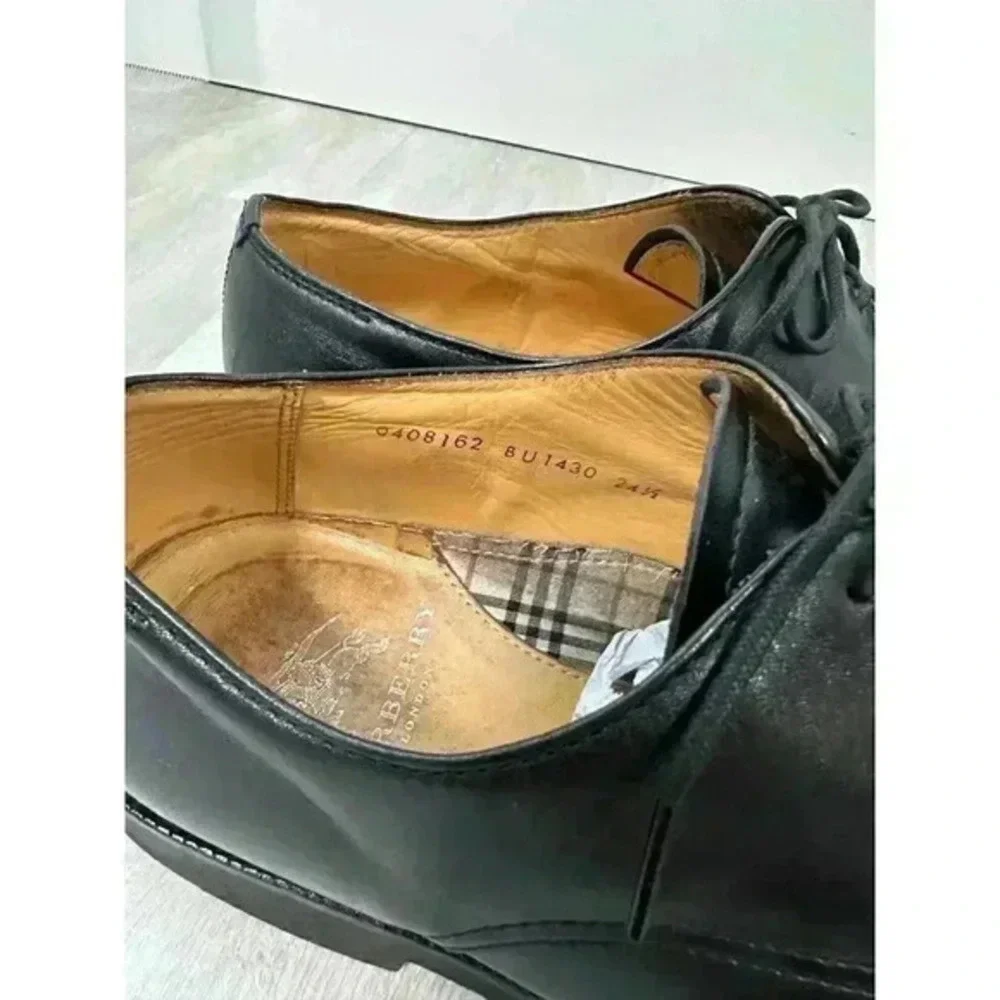 Burberry London Mens Black Leather Cap Toe Derby Dress Shoes Size 6.5